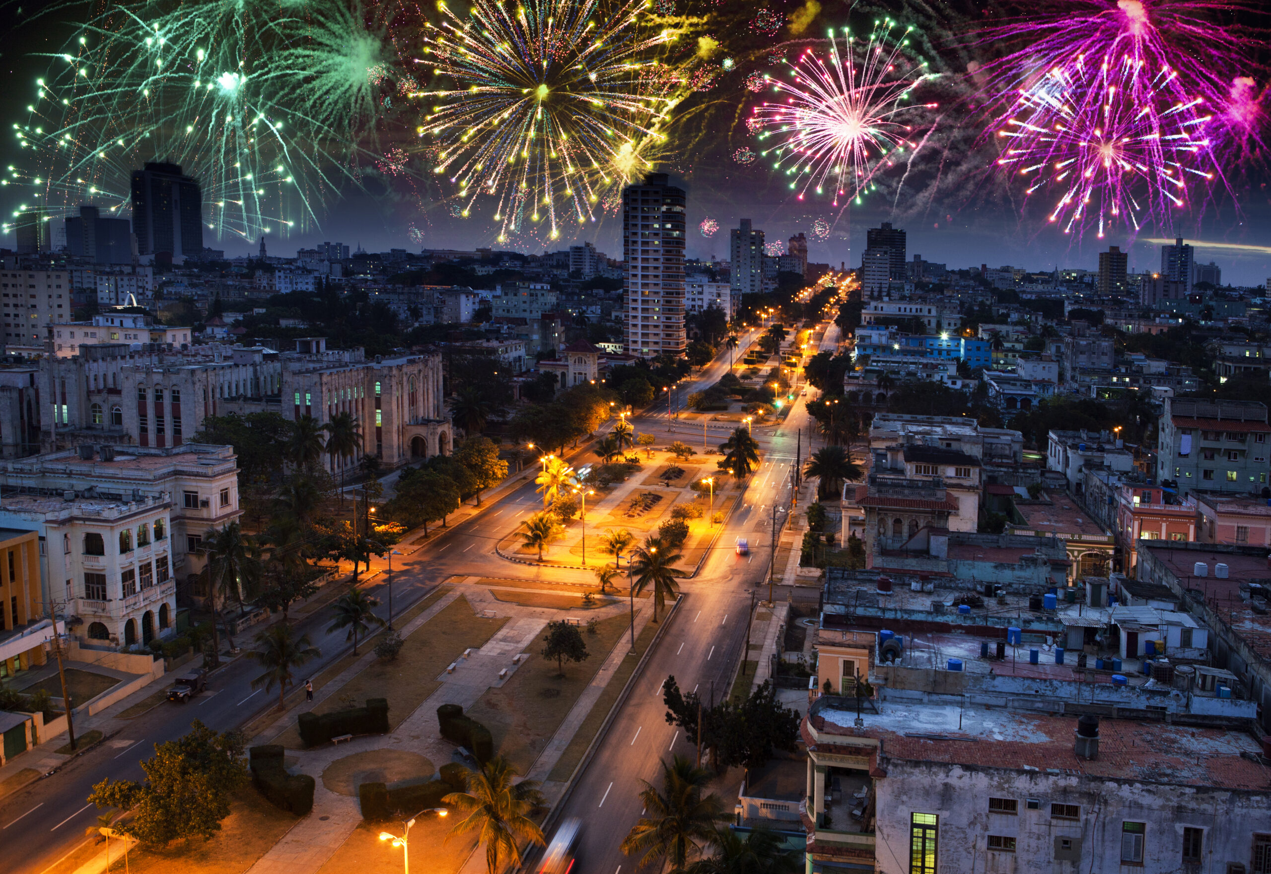 fireworks over Havana, Cuba