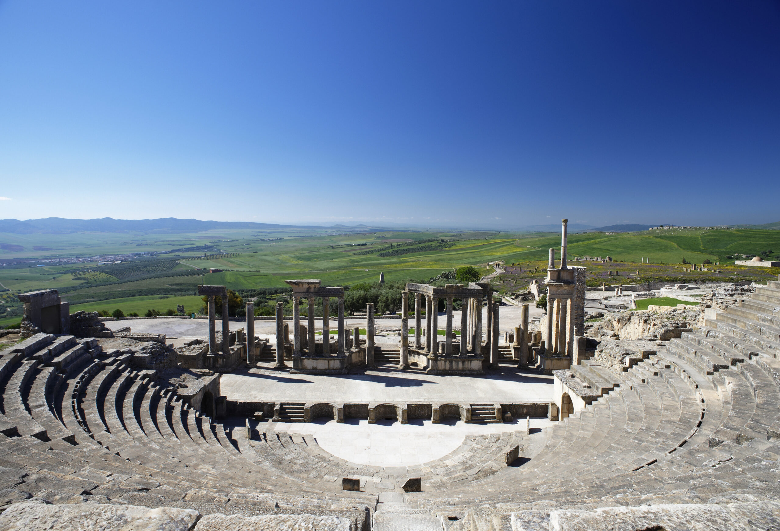 Roman amphitheater in Dougga in Tunisia