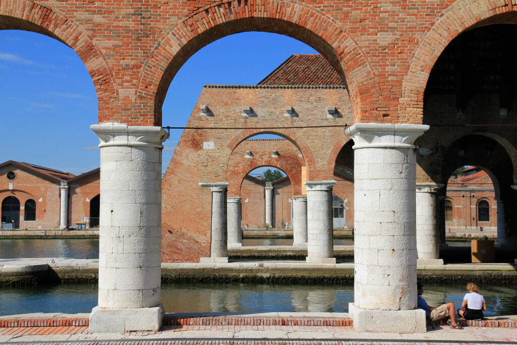 Arsenale arches in Venice italy