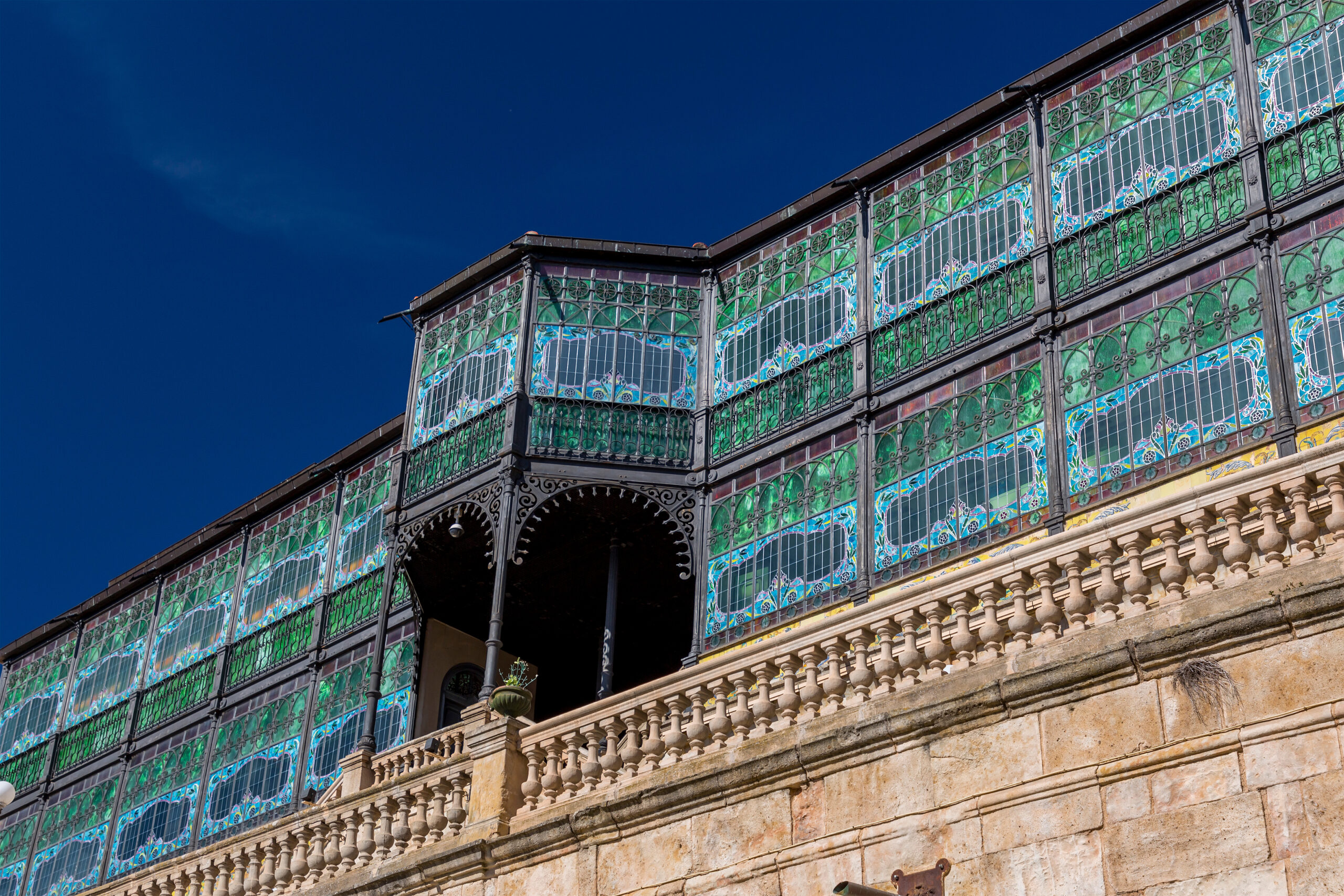 Exterior facade of la Casa Lis Art Nouveau Museum in Salamanca, Spain.